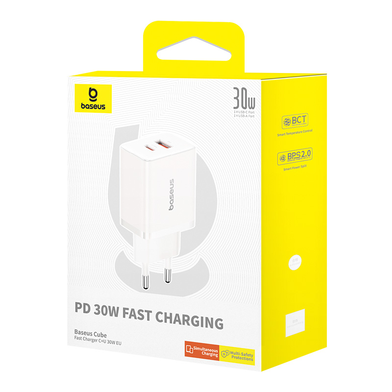 Мережевий зарядний пристрій Baseus Cube Fast Charger C+U 30W EU Moon White (P10111404213-00)