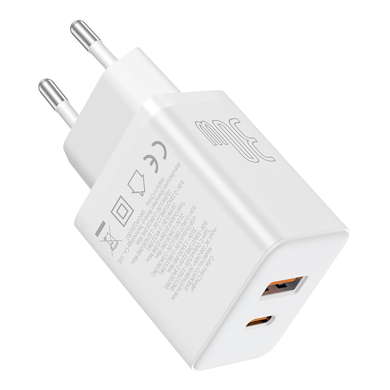Мережевий зарядний пристрій Baseus Cube Fast Charger C+U 30W EU Moon White (P10111404213-00)