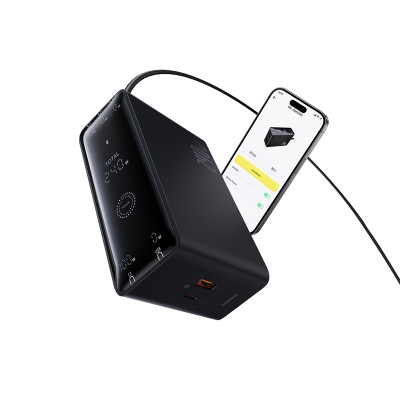 Мережевий зарядний пристрій з кабелем Baseus Baseus Digital GaN Intelligent Desktop Fast Charger 3C+U+DC 240W EU Cluster Black (P10163901113-00)