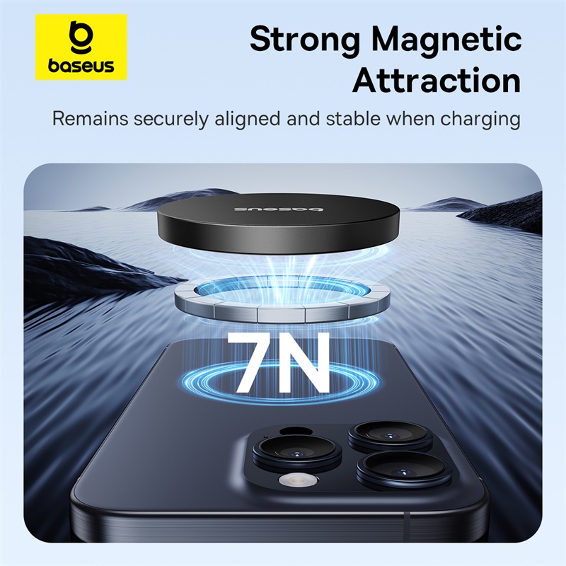 Бездротовий зарядний пристрій Baseus Simple Mini4 Air Magnetic Wireless Charger Qi2 15W Cluster Black (P10278200111-00)