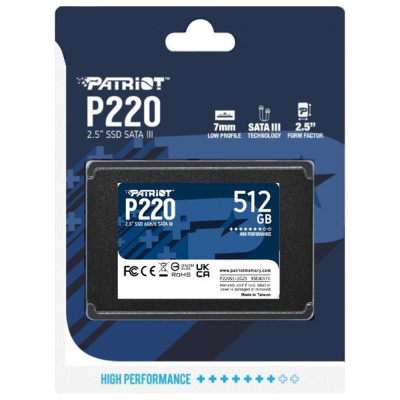 Накопичувач SSD Patriot P220 512GB 2.5" 7mm SATAIII (P220S512G25) Накопичувач SSD Patriot P220 512GB 2.5" 7mm SATAIII (P220S512G25)