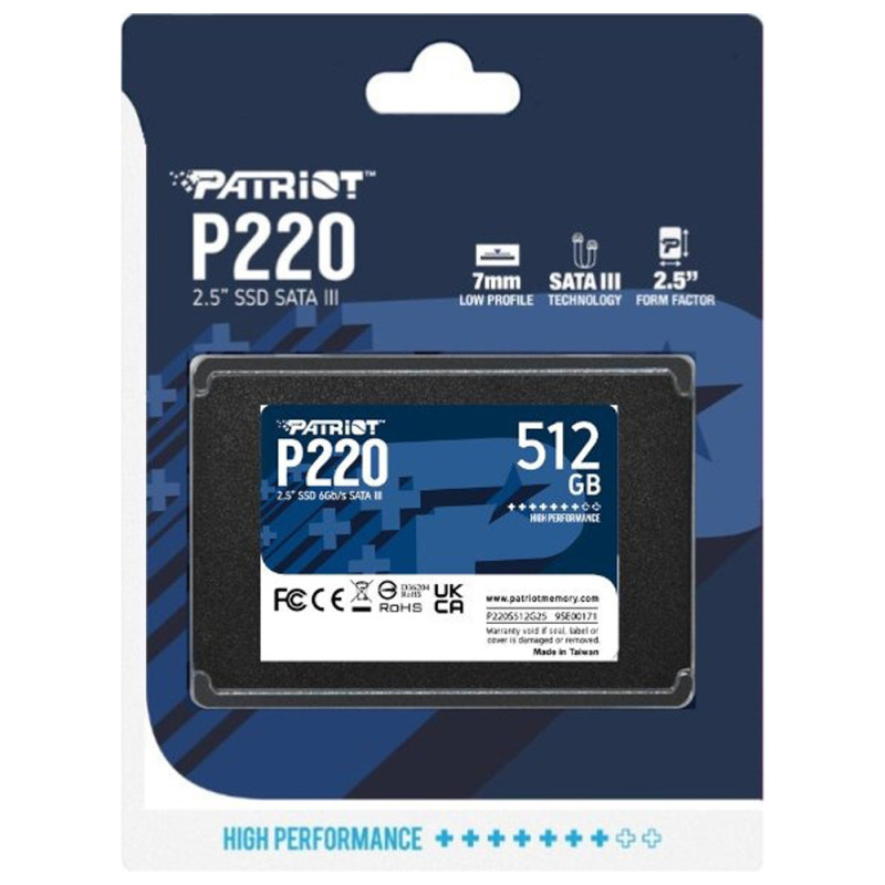 Накопичувач SSD Patriot P220 512GB 2.5" 7mm SATAIII (P220S512G25)