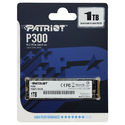 Накопичувач SSD M.2 Patriot P300 1TB NVMe 2280 PCIe 3.0x4 3D NAND TLC (P300P1TBM28) Накопичувач SSD M.2 Patriot P300 1TB NVMe 2280 PCIe 3.0x4 3D NAND TLC (P300P1TBM28)
