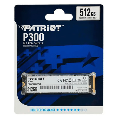 Накопичувач SSD M.2 Patriot P300 512GB NVMe 2280 PCIe 3.0x4 3D NAND TLC (P300P512GM28) Накопичувач SSD M.2 Patriot P300 512GB NVMe 2280 PCIe 3.0x4 3D NAND TLC (P300P512GM28)