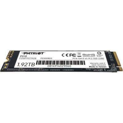Накопичувач SSD M.2 Patriot P310 1920GB NVMe 2280 PCIe 3.0x4 3D NAND TLC (P310P192TM28) Накопичувач SSD M.2 Patriot P310 1920GB NVMe 2280 PCIe 3.0x4 3D NAND TLC (P310P192TM28)