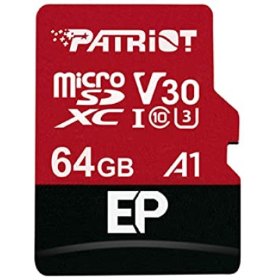 Карта пам'яті microSDXC (UHS-1 U3) Patriot EP Series 64Gb class 10 V30 (R-100MB/s, W-80MB/s) (adapter SD) (PEF64GEP31MCX)