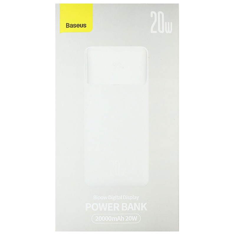 Зовнішній акумулятор Baseus Bipow Digital Display Power bank 20000mAh 20W White (PPDML-M02)