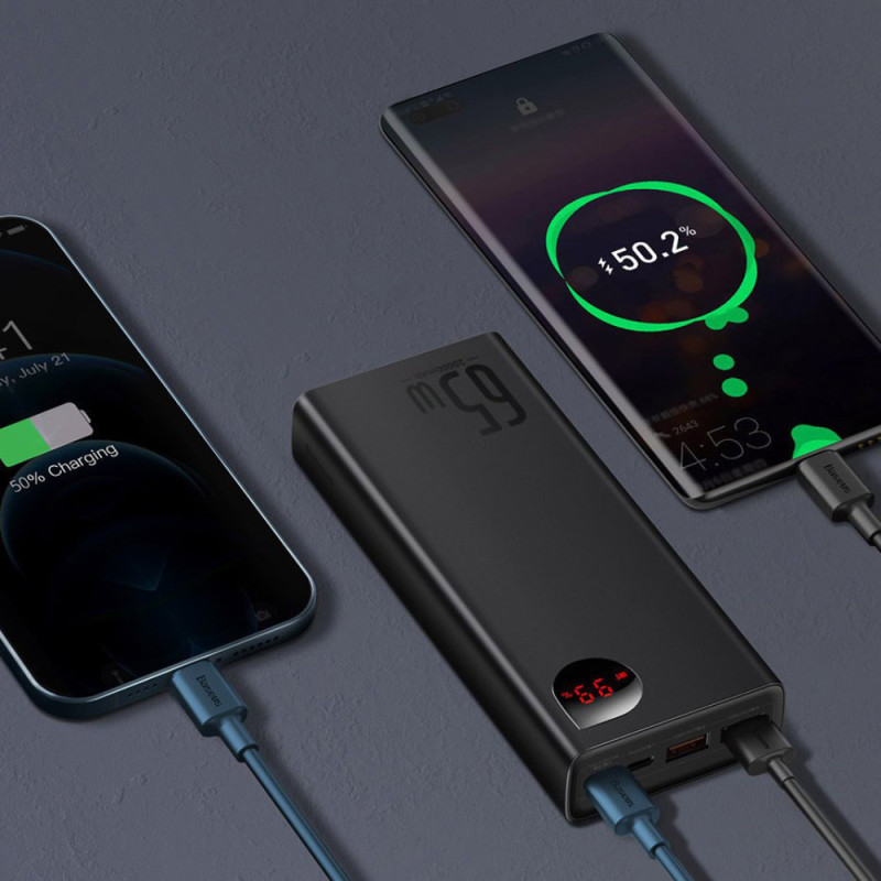 Зовнішній акумулятор Baseus Adaman Metal Digital Display Quick Charge Power Bank 20000mAh 65W Black (PPIMDA-D01)