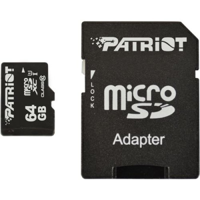 Карта пам'яті microSDXC (UHS-1) Patriot LX Series 64Gb class 10 (adapter SD) (PSF64GMCSDXC10)