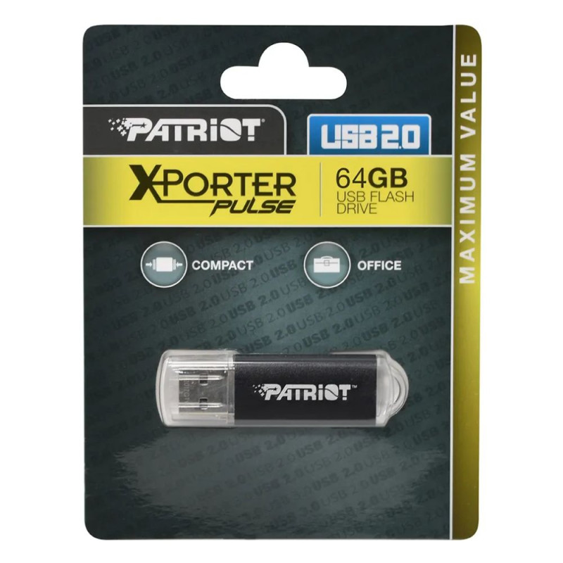 Флеш-накопичувач Patriot USB 2.0 Xporter Pulse 64GB Metal/Black (PSF64GXPPBUSB)