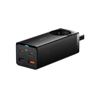 Мережевий зарядний пристрій Baseus GaN3 Pro Desktop Powerstrip AC+2U+2C 65W EU Black(Include：Baseus Xiaobai series fast charging Cable Type-C  to Type (PSZM000901)
