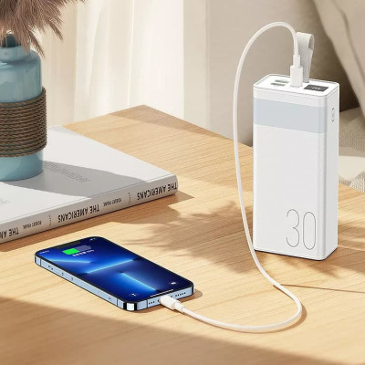 Зовнішній акумулятор REMAX Chinen Series 20W+22.5W Fast Charging Power Bank with LED Light   30000mAh RPP-320 White (RPP-320 White)