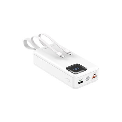 Зовнішній акумулятор REMAX Suji Series PD 20W+QC 22.5W  Fast Charging Cabled Power Bank 30000mAh  RPP-550 White (RPP-550 White)