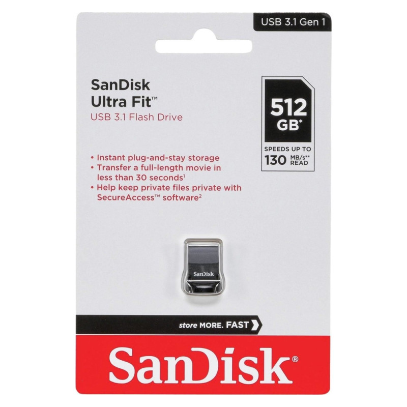 Флеш-накопичувач SanDisk USB 3.1 Ultra Fit 512Gb (130Mb/s) Black (SDCZ430-512G-G46)