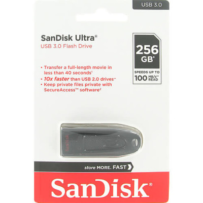 Флеш-накопичувач SanDisk USB 3.0 Ultra 256Gb (130Mb/s) Black (SDCZ48-256G-U46) Флеш-накопичувач SanDisk USB 3.0 Ultra 256Gb (130Mb/s) Black (SDCZ48-256G-U46)