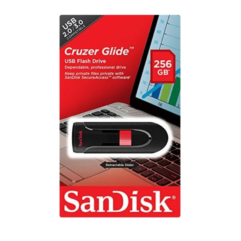 Флеш-накопичувач SanDisk USB 2.0 Cruzer Glide 256Gb Black/Red (SDCZ60-256G-B35)