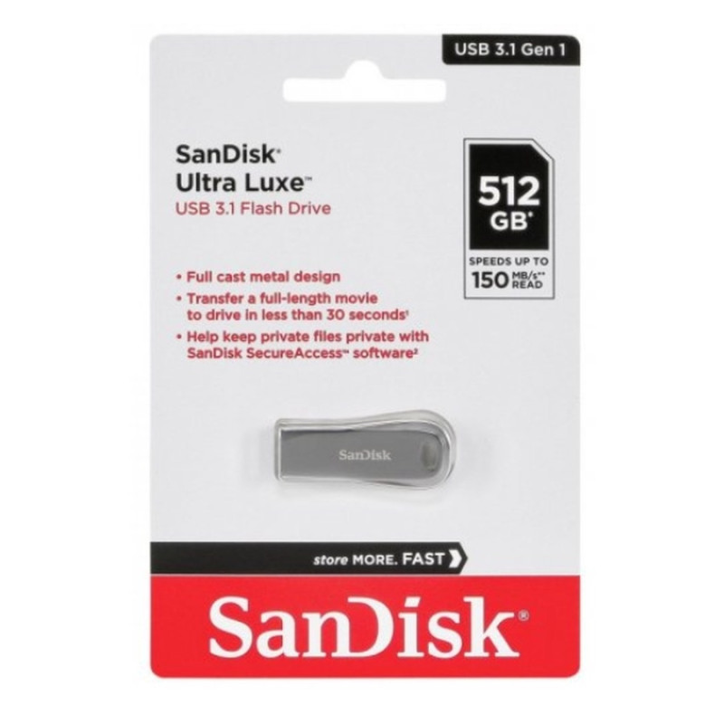 Флеш-накопичувач SanDisk USB 3.1 Ultra Luxe 512Gb (150Mb/s) (SDCZ74-512G-G46)
