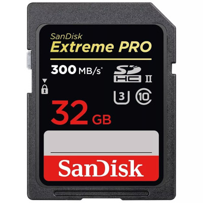 Карта пам'яті SDXC (UHS-II U3) SanDisk Extreme Pro 32Gb class 10 V90 (R300MB/s, W260MB/s) (SDSDXDK-032G-GN4IN)
