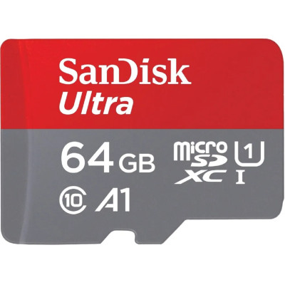 Карта пам'яті microSDXC (UHS-1) SanDisk Ultra 64Gb class 10 A1 (140Mb/s) (adapter SD) Imaging Packaging (SDSQUAB-064G-GN6IA)