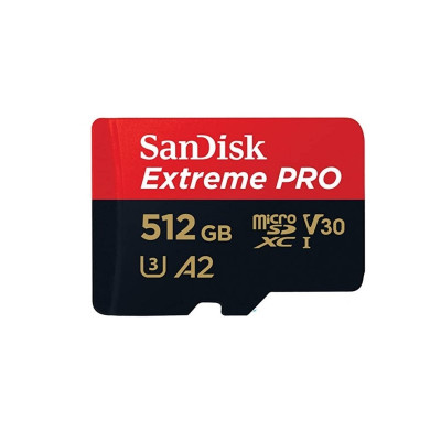 Карта пам'яті microSDXC (UHS-1 U3) SanDisk Extreme Pro A2 512Gb class 10 V30 (R200MB/s,W140MB/s) (adapter) (SDSQXCD-512G-GN6MA)