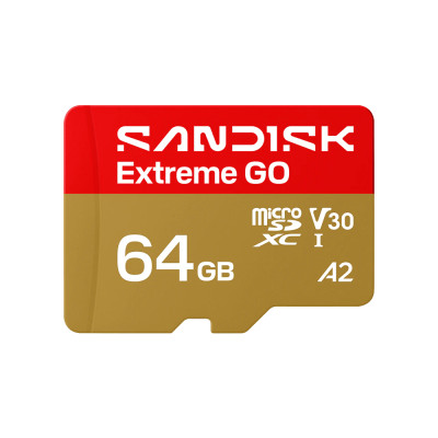 Карта пам'яті microSDXC (UHS-1 U3) SanDisk Extreme GO A2 64Gb class 10 V30 (R170MB/s,W80MB/s) (SDSQXGN-064G-GN6MN)