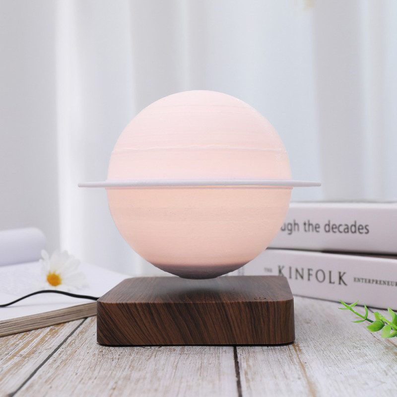 Магнітна левітаційна лампа HCNT Levitating Lamp Saturn Dark Wood Grain (SIM10-GW5-S)