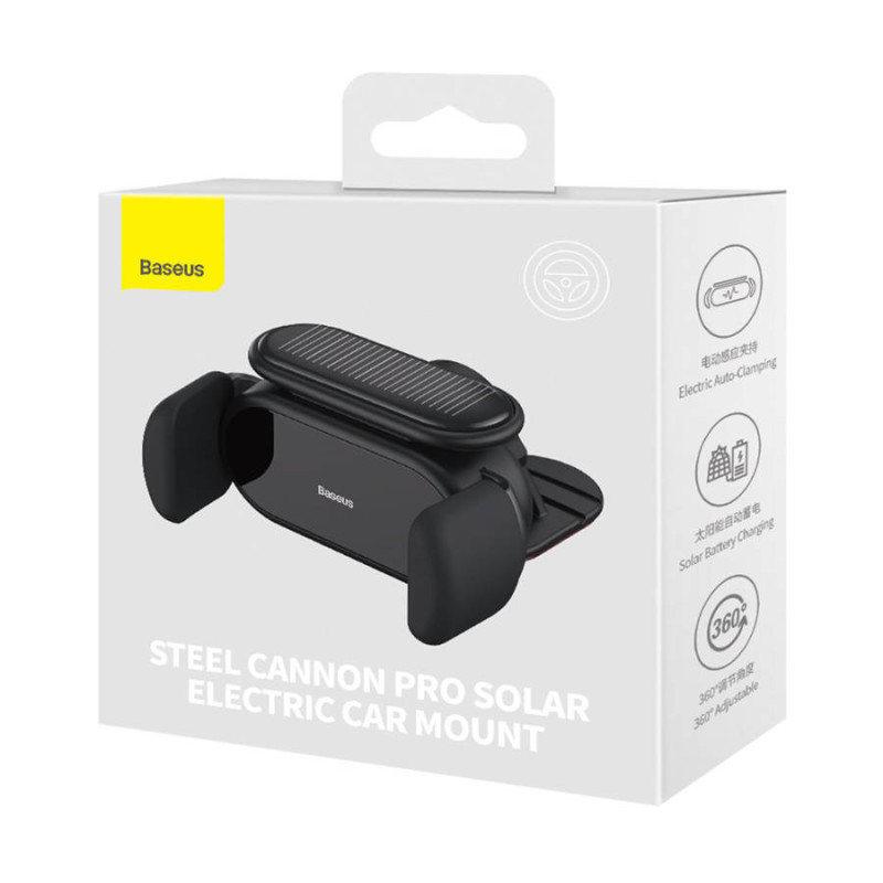 Автотримач для телефона Baseus Steel Cannon pro Solar Electric Car Mount Black (SUGP010001)