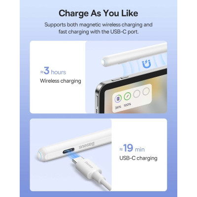 Стилус Baseus Smooth Writing 2 Series Dual Charging Stylus, White (SXBC080102) Стилус Baseus Smooth Writing 2 Series Dual Charging Stylus, White (SXBC080102)
