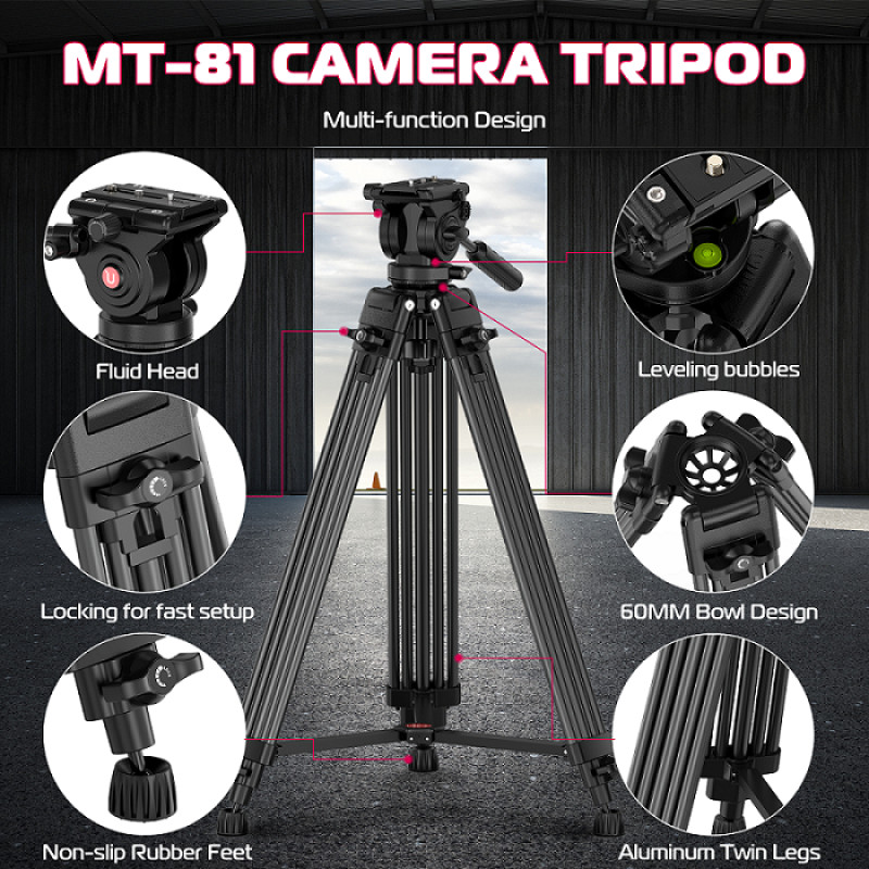 Штатив Ulanzi MT-81 Tripod (80-155cm) Black (T080GBB1)
