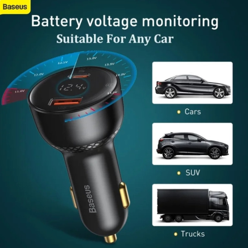Автомобільний зарядний пристрій Baseus Superme Digital Display PPS Dual Quick Charger Car Charger Black (TZCCZX-01)
