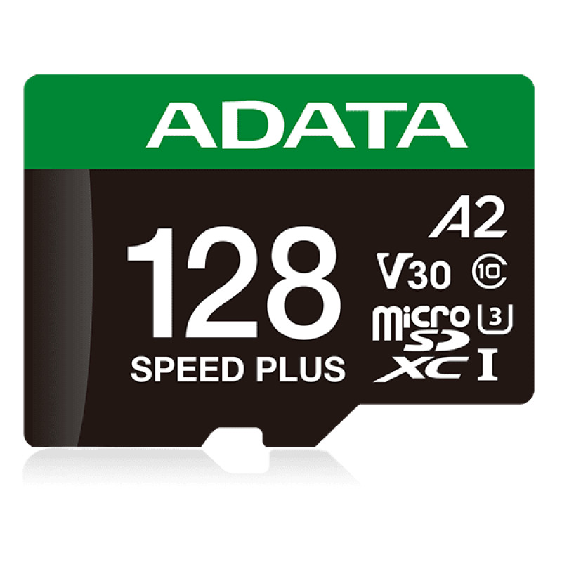 Карта пам'яті microSDXC (UHS-1 U3) A-DATA SPEED PLUS 128Gb Class 10 V30 A2 (R-180Mb/s W160Mb/s) (adapter SD) (UD128GUI3V30A2SP-RA1)