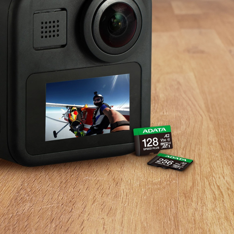 Карта пам'яті microSDXC (UHS-1 U3) A-DATA SPEED PLUS 256Gb Class 10 V30 A2 (R-180Mb/s W160Mb/s) (adapter SD) (UD256GUI3V30A2SP-RA1)