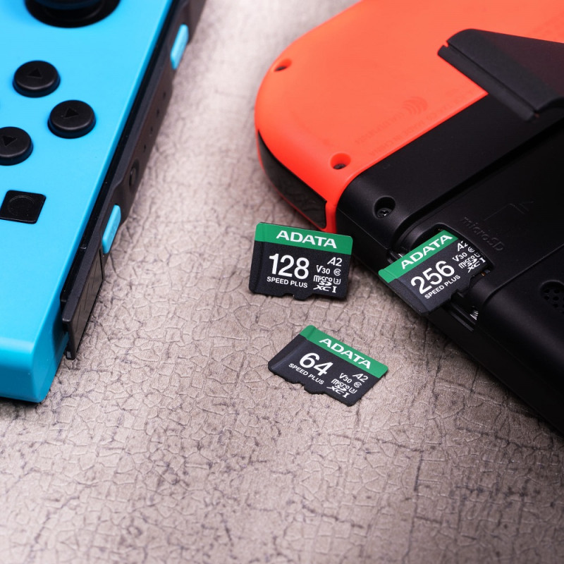 Карта пам'яті microSDXC (UHS-1 U3) A-DATA SPEED PLUS 256Gb Class 10 V30 A2 (R-180Mb/s W160Mb/s) (adapter SD) (UD256GUI3V30A2SP-RA1)