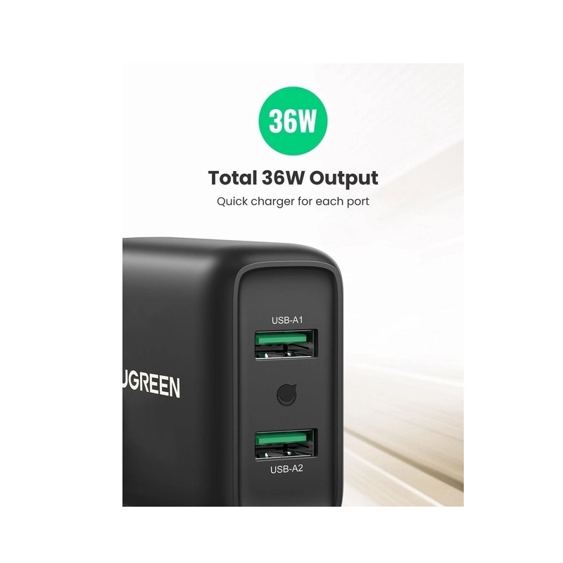 Мережевий зарядний пристрій UGREEN CD161 USB Fast Charger EU (Black)(UGR-10216) (UGR-10216)