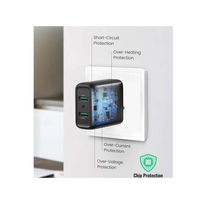 Мережевий зарядний пристрій UGREEN CD161 USB Fast Charger EU (Black)(UGR-10216) (UGR-10216)