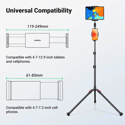 Тримач для телефона UGREEN LP585 Tablet and Phone Tripod Stand (UGR-15647) (UGR-15647) Тримач для телефона UGREEN LP585 Tablet and Phone Tripod Stand (UGR-15647) (UGR-15647)