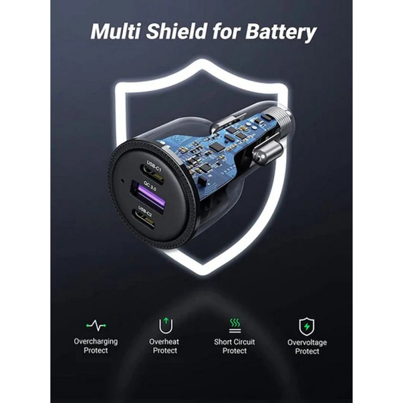 Автомобільний зарядний пристрій UGREEN CD239 Car Charger 69W Max (Black) (UGR-20467) (UGR-20467)