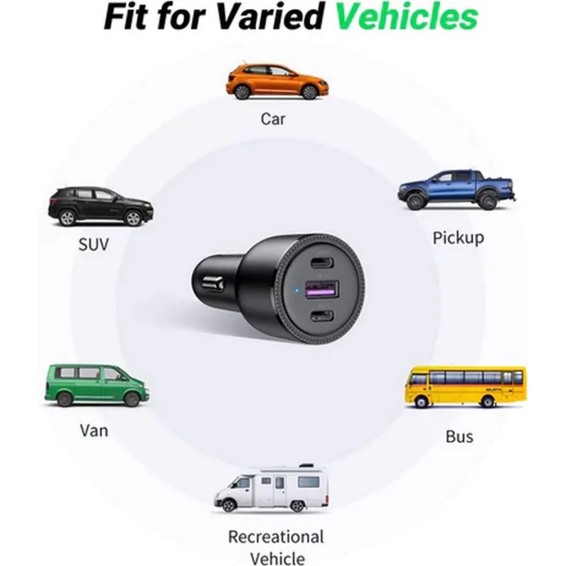 Автомобільний зарядний пристрій UGREEN CD239 Car Charger 69W Max (Black) (UGR-20467) (UGR-20467)