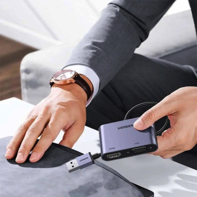 Перехідник UGREEN CM449 USB 3.0 to HDMI+VGA Converter(UGR-20518) (UGR-20518)