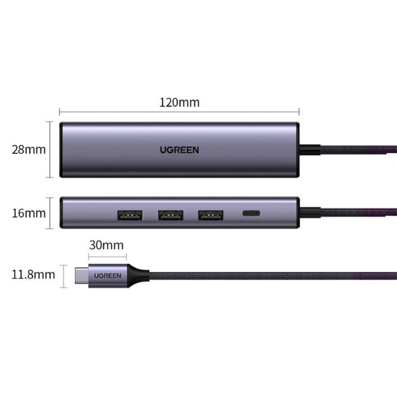 Перехідник UGREEN CM475 USB-C Multifunction Gigabit Ethernet Adapter with PD(UGR-20932) (UGR-20932)