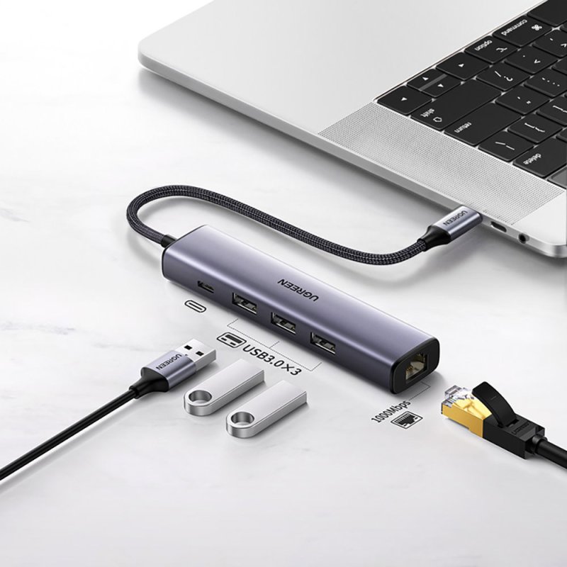 Перехідник UGREEN CM475 USB-C Multifunction Gigabit Ethernet Adapter with PD(UGR-20932) (UGR-20932)