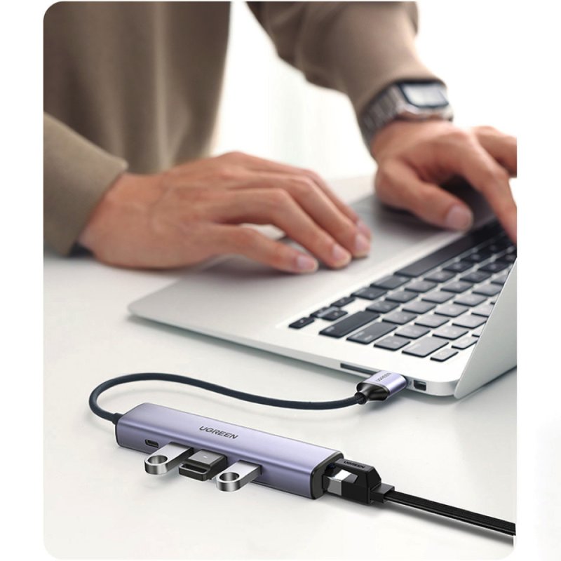 Перехідник UGREEN CM475 USB-C Multifunction Gigabit Ethernet Adapter with PD(UGR-20932) (UGR-20932)