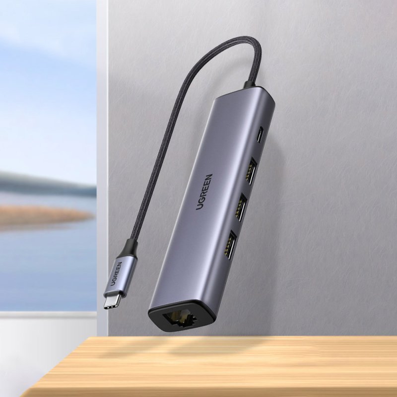 Перехідник UGREEN CM475 USB-C Multifunction Gigabit Ethernet Adapter with PD(UGR-20932) (UGR-20932)