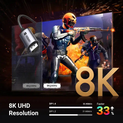 Кабель UGREEN CM556 USB-C to DisplayPort 8K Cable 1m(UGR-25157) (UGR-25157) Кабель UGREEN CM556 USB-C to DisplayPort 8K Cable 1m(UGR-25157) (UGR-25157)