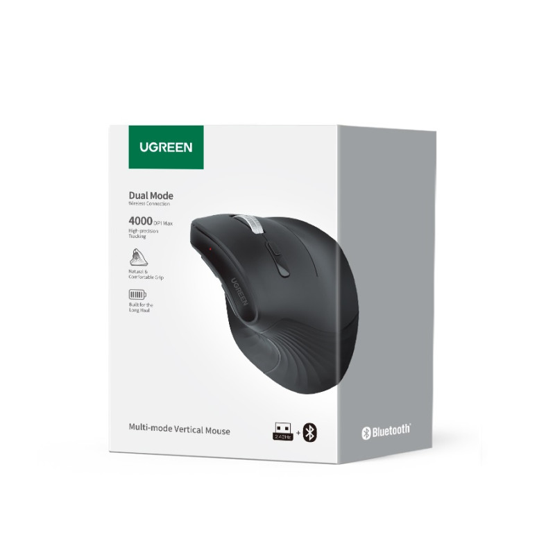 Маніпулятор миша бездротова UGREEN MU008 Multi-mode Vertical Mouse Black (UGR-25444)