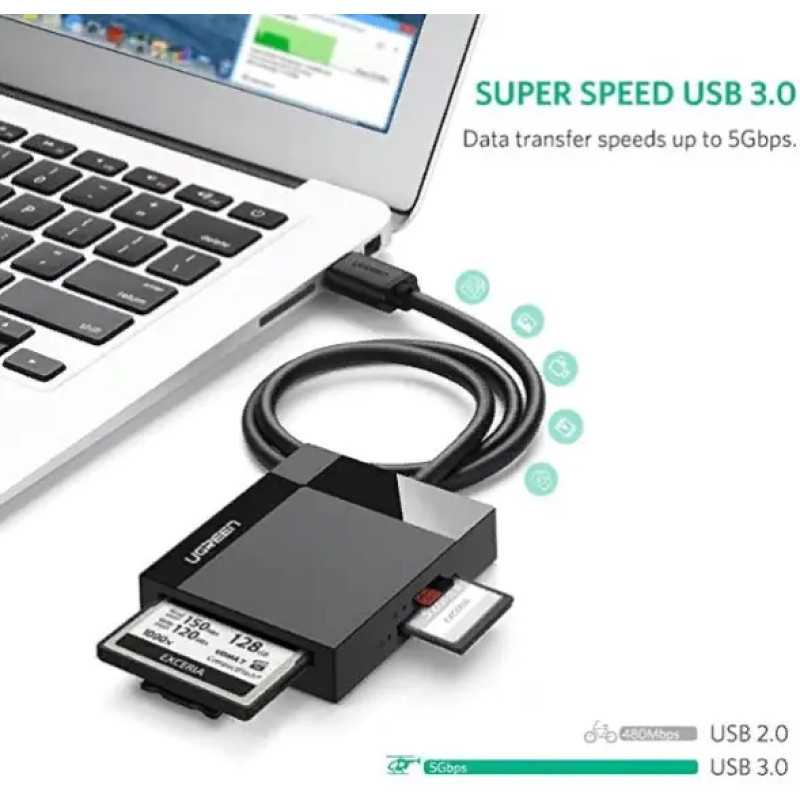Картрідер UGREEN CR125 USB 3.0 All-in-One Card Reader 50cm(UGR-30333) (UGR-30333)