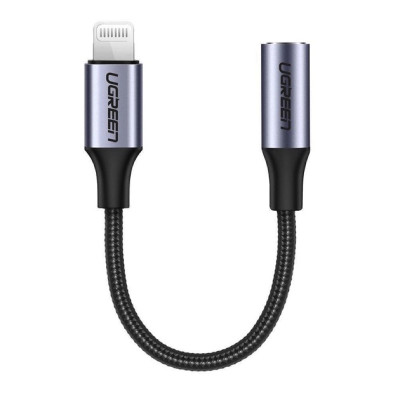 Перехідник UGREEN US211 Lightning M/F Round Cable Aluminum Shell with Braided 10cm (Black)(UGR-30756) (UGR-30756)