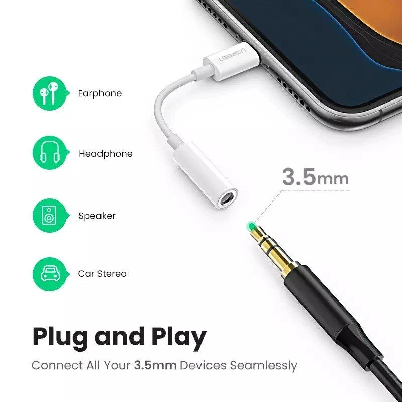 Кабель-перехiдник UGREEN US212 Lightning to 3.5mm Headphone Jack Adapter (UGR-30759)
