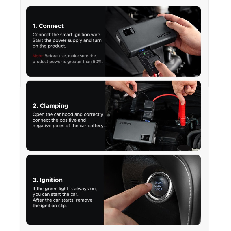 Автомобільний пуско-зарядний пристрій UGREEN ES702 12000mAh Car Jump Starter (UGR-35977)