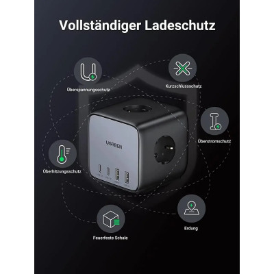 Мережевий зарядний пристрій UGREEN CD268 65W DigiNest Cube (2C2A) (UGR-60113) (UGR-60113)